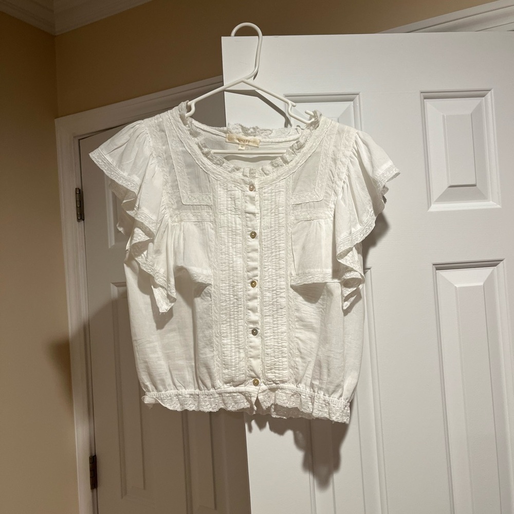 LoveShackFancy  Lace Trim Blouse